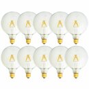 10 x LED Filament Globe Glühbirne G125 4W = 40W E27...
