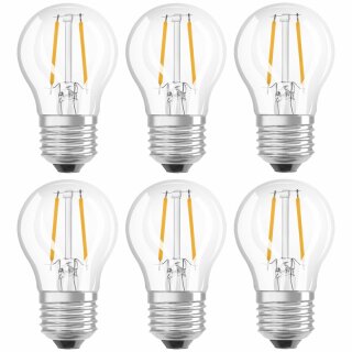 6 x Osram LED Filament Leuchtmittel Tropfen P45 2,5W = 25W E27 klar 250lm Neutralweiß 4000K
