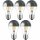 5 x LED Filament Leuchtmittel Birnenform AGL 4W = 40W E27 Kopfspiegel Silber Glühfaden warmweiß 2700K