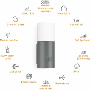 Steinel Design Sensor Außenleuchte L900 Anthrazit Uplight warmweiß mit Bewegungsmelder B-Ware