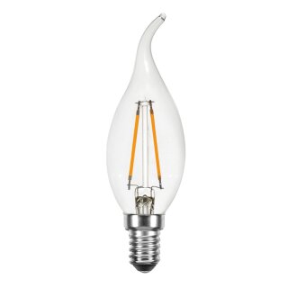 LED Filament Kerze Windstoß 2W wie 25W klar E14 220lm Glühlampe Glühbirne warmweiß 2700K
