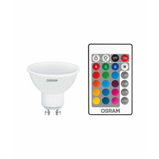 Osram LED Leuchtmittel Reflektor 4,5W = 50W GU10 RGBW bunt & Fernbedienung FS dimmbar 120°