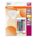 Osram LED Leuchtmittel Reflektor 4,5W = 50W GU10 RGBW bunt & Fernbedienung FS dimmbar 120°