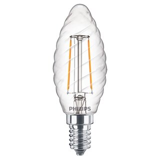 Philips LED Filament Leuchtmittel Kerze 2W = 25W E14 klar gedreht 250lm warmweiß 2700K