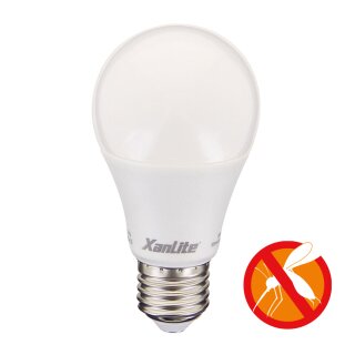 XanLite Anti Insekten LED Leuchtmittel Birnenform 6,8W = 50W E27 matt 680lm extra warmweiß 2400K 180°