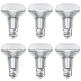 6 x Osram LED Leuchtmittel Glas Reflektor R80 4,3W = 60W E27 matt 345lm warmweiß 2700K 36°