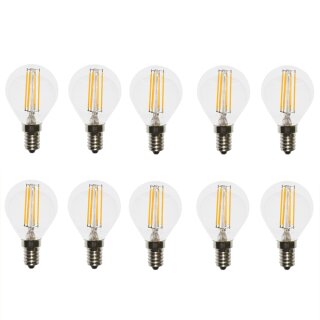 10 x LED Filament Tropfen 4W = 40W E14 Klar Glühfaden 360° warmweiß 2700K 470lm