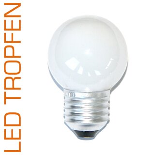 LED Tropfen Kugel 0,8W E27 warmweiß 3000K 360° Innen- & Außeneinsatz