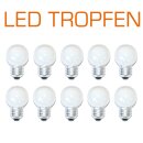 10 x LED Tropfen Kugel 0,8W E27 warmweiß 3000K 360° Innen- & Außeneinsatz