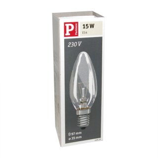 Paulmann Glühbirne Kerze 15W E14 klar Glühlampe Glühlampen Glühkerzen 15 Watt 448.10