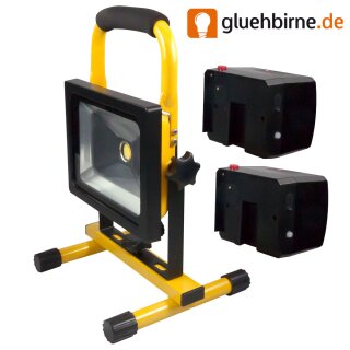 LED Wechsel-Akku Strahler Set 20W Handlampe Arbeitsleuchte Baustrahler Fluter Baulicht mit USB Anschluss 2 x Akku