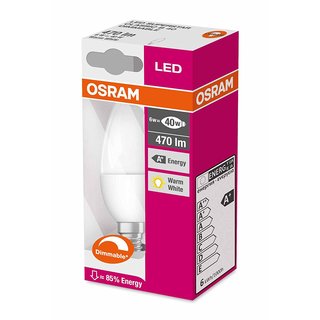 Osram LED Leuchtmittel Kerze Superstar Advanced B40 6W = 40W E14 Matt DIMMBAR