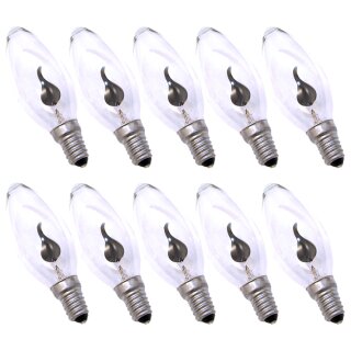 10 x Flackerkerze 5W E14 Groß Glühbirne Kerze 5 Watt Glühlampe Flicker