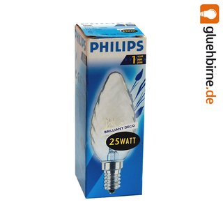 Philips Glühbirne Kerze gedreht 25W E14 KLAR Glühbirnen Glühlampen 25 Watt Glühlampe