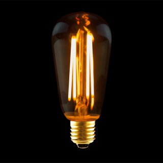 LED Rustika Filament Edison Glühbirne 4W E27 Gold extra warm 1800K ST19 Kolbenform