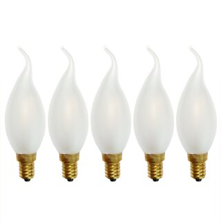5 x LED Filament Kerze Windstoß 1W fast 15W E14 MATT Fadenglühbirne warmweiß 2700K