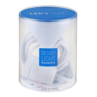 Design Set - Textilkabel weiß mit Keramik-Lampenfassung E27 und weißem Baldachin