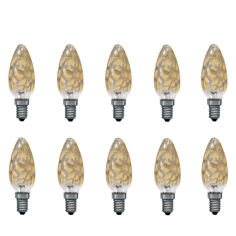10 x Paulmann Kerze Krokoeis Gold 25W E14 Kerzen 25 Watt Glühbirne Gl