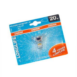 Osram Halogen 20W GU4 12V Reflektor Decostar Type 14 Ø35mm Longlife Spot 10°