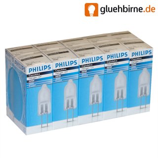 10 x Philips Halogen Stiftsockel 50W GY6,35 12V MATT 4000h Stiftsockellampe