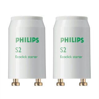 2 x Philips Starter S2 Ecoclick 4-22W Ecoclick Starter Leuchtstoffröhre Reihenschaltung