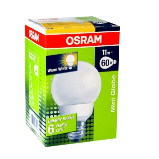 Osram Duluxstar Mini Globe 11W E27 Warmweiß 825 Energiesparlampe Sparlampe