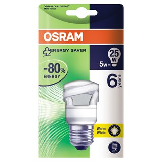 Osram ESL Duluxstar Mini Twist E27 mini Energiesparlampe gedreht 5W E27 827 warmweiß 2700K