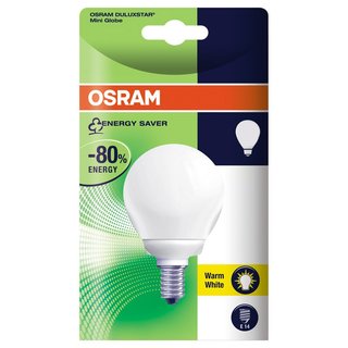 Osram Energiesparlampe Duluxstar Mini Globe G60 5W E14 827 warmweiß 2700K