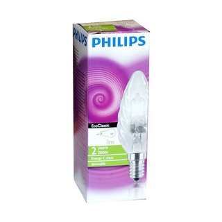 Philips Kerze Gedreht Eco Halogen Glühbirne 28W = 35W E14 klar Glühlampe dimmbar warmweiß
