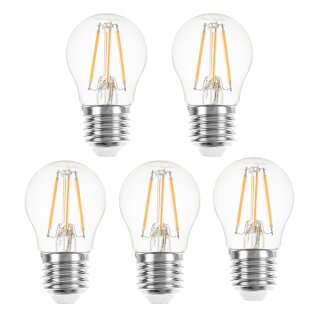 5 x LED Filament Tropfen Leuchtmittel 4W = 40W E27 klar 470lm warmweiß 2700K