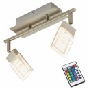 Briloner LED Deckenleuchte Bunto Nickel matt 2-flammig 2...