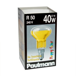 Paulmann Reflektor Glühbirne Happy Color Akzent gelb klar R50 40W Glühlampe E14 Reflektorlampe 40 Watt warm dimmbar