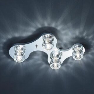 Helestra Deckenleuchte Wandlampe Glen Chrom Kristallglas 44cm 4 x 28W G9 Halogen warmweiß dimmbar