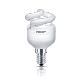 Philips Energiesparlampe Tornado 5 Watt = 30W E14 XSmall Schnellstart warmweiß 827