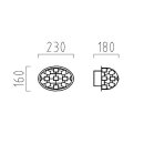 Helestra Deckenleuchte Wandlampe Elisa Chrom Oval 23cm 3 x 20W G4 Halogen Warmweiß dimmbar