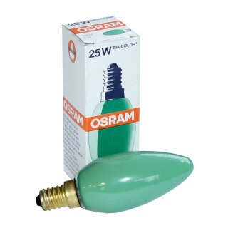 1 x Osram Glühbirne Kerze 25W E14 Grün Glühlampe Glühbirnen Glühlampen Deco