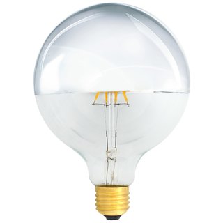 LED Filament Globe Kopfspiegel Silber Glühbirne G125 4W fast wie 40W E27 Faden Glühlampe warmweiß 2700K KVS