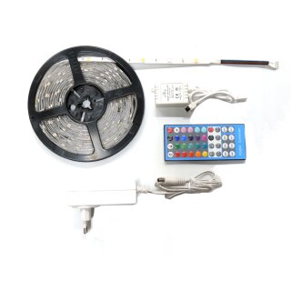 LED Strip RGBWW bunt + warmweiß 5050 5m 120 LEDs 24W 12V IP45 Komplettset inkl. Netzteil