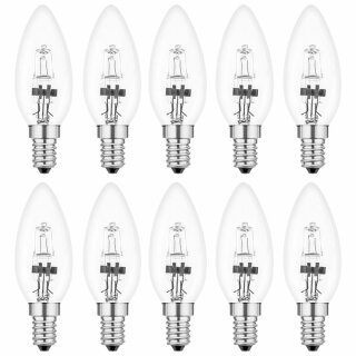 10 x Kerze Eco Halogen Glühbirne 28W = 40W / 35W E14 Glühlampe warmweiß dimmbar