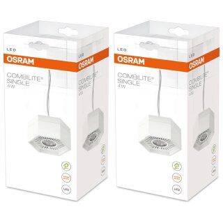 2 x Osram LED Pendellleuchte Combilite Single Pendant 4W weiß Deckenleuchte für Küche Esszimmer Wohnzimmer