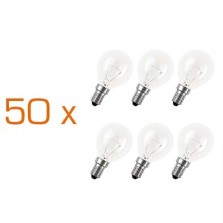 50 x Tropfen Glühbirne 25W E14 klar Glühlampe 25 Watt Glühbirnen Glühlampen