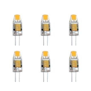 6 x LED G4 COB 1W 12V warmweiß 2700K 100lm Ersatz für Halogenleuchtmittel 10W 360°