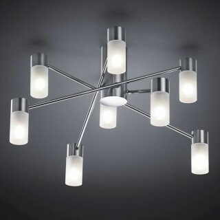 Helestra Deckenleuchte Mila Chrom Nickel matt 30cm 8 x 28W G9 Halogen warmweiß dimmbar