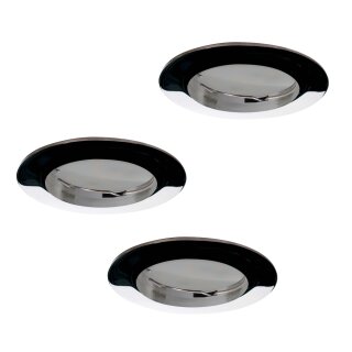 3 x Müller-Licht LED Einbauleuchten Chrom rund IP23 starr 3 x 5W Modul 400lm warmweiß 2700K Ra>90 DIMMBAR