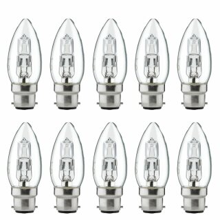 10 x Luminizer Eco Halogen Leuchtmittel C35 Kerze 42W = 55W B22 klar dimmbar warmweiß