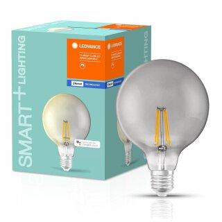 Ledvance LED Filament Smart+ Globe G125 6W = 48W E27 Rauchglas 600lm warmweiß 2700K Dimmbar App Google Alexa Apple HomeKit Bluetooth