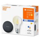 Ledvance LED Smart Home Starter Set Google Nest Mini Schwarz + LED Birne A60 6,5W E27 klar 806lm warmweiß 2700K Dimmbar App Google Bluetooth