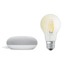 Ledvance LED Smart Home Starter Set Google Nest Mini Weiß + LED Birne A60 6,5W E27 klar 806lm warmweiß 2700K Dimmbar App Google Bluetooth