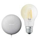 Ledvance LED Smart Home Starter Set Google Nest Mini Weiß + LED Birne A60 6,5W E27 klar 806lm warmweiß 2700K Dimmbar App Google Bluetooth