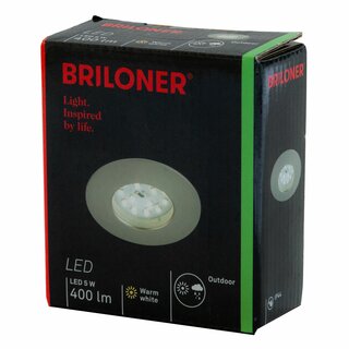 Briloner LED Einbauleuchte rund Matt-nickel IP44 5W Modul 400lm warmweiß 3000K